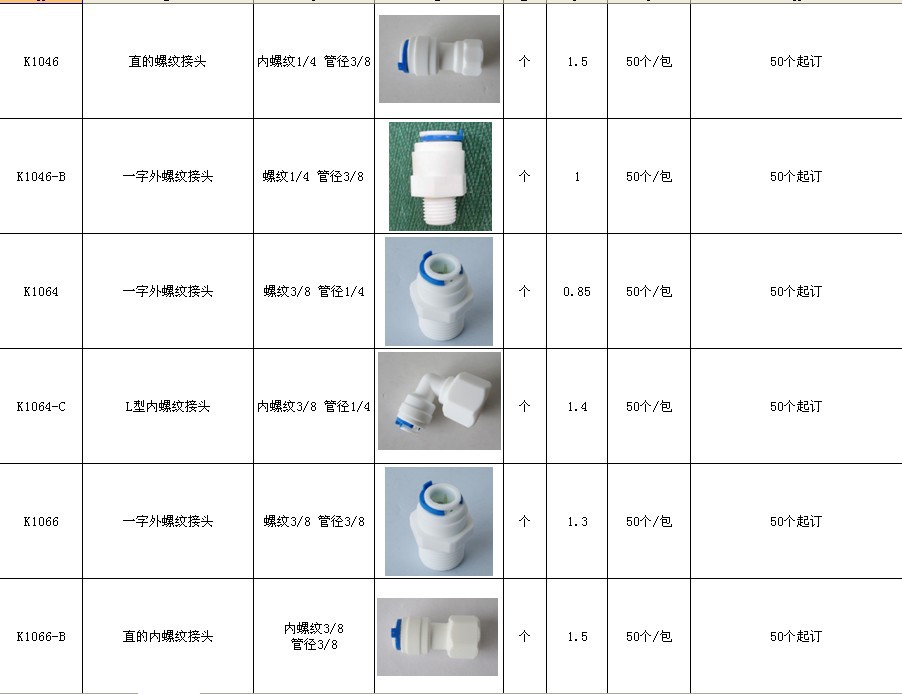 净水器配件与仪表阀型号