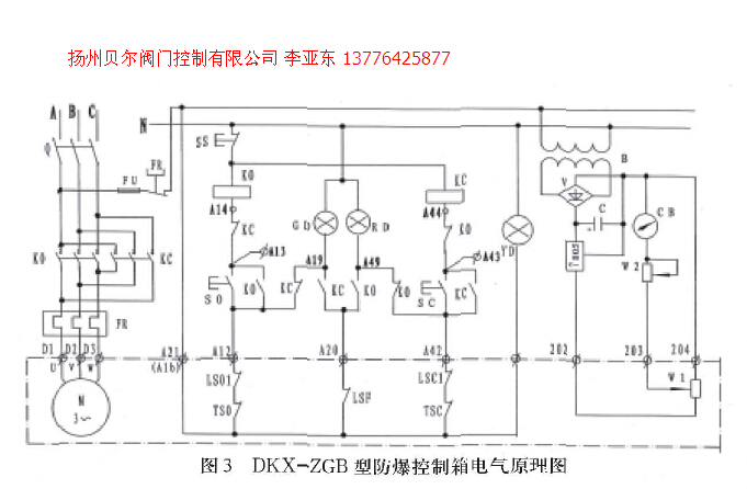 晒版机与电动阀门控制箱dkx–c–z接线图