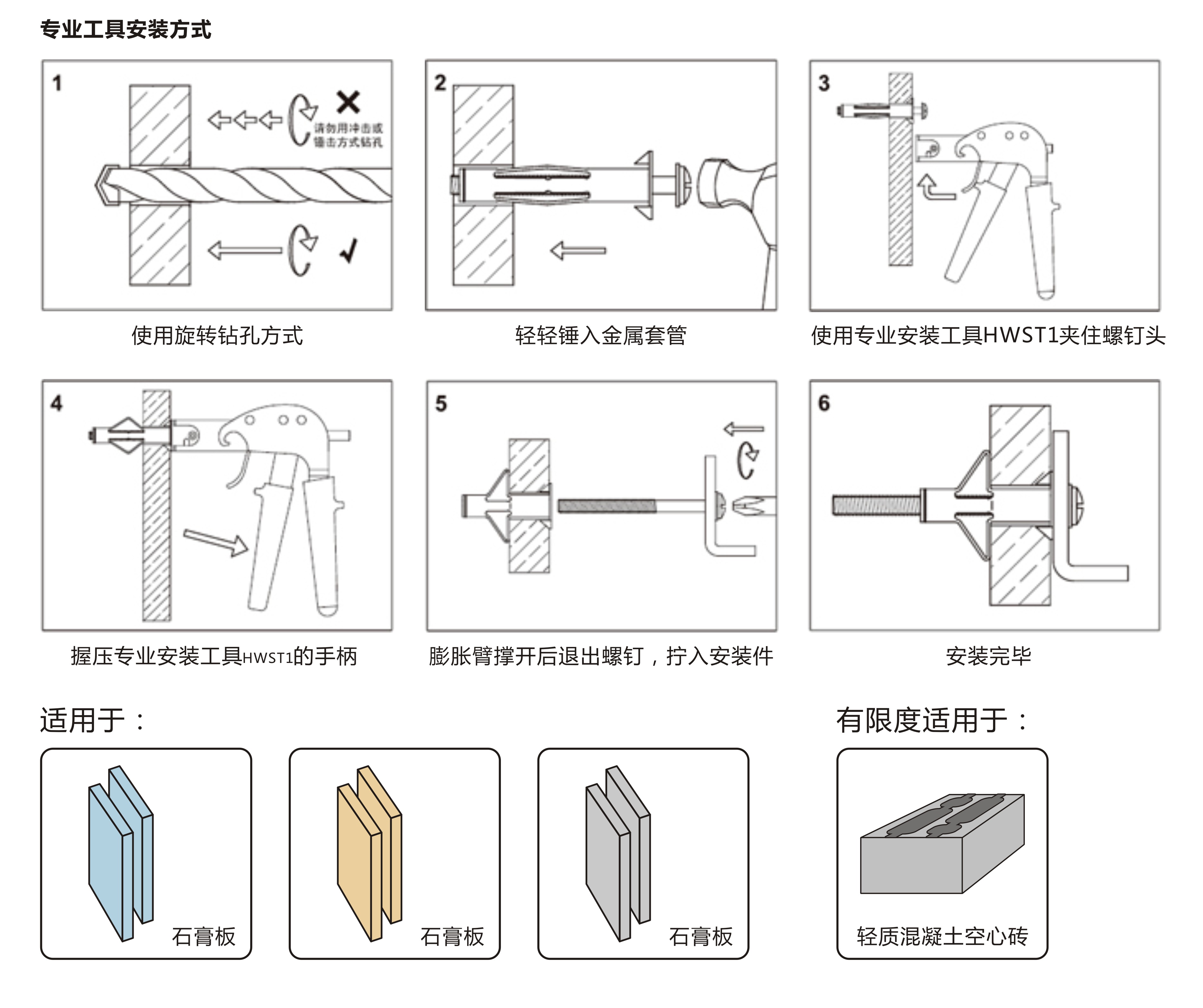 人造板材与固定水钻膨胀螺丝怎么用