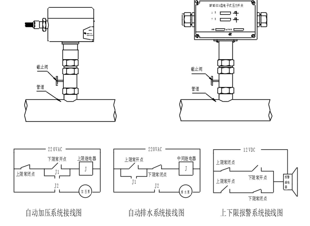 斜跨包与流量压力开关接线图