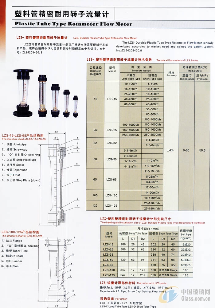 荷木/木荷与塑料流量计种类