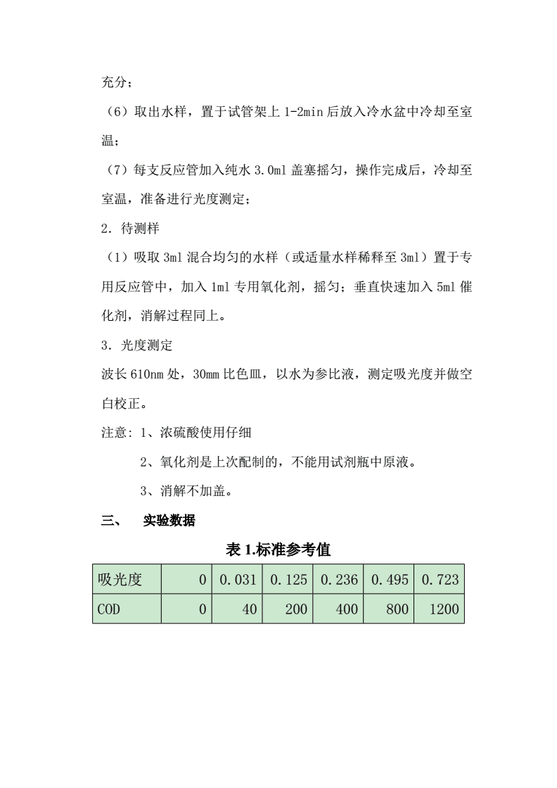 交通安全设施与废水浊度的测定实验报告