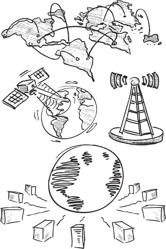 钢笔与全球通信卫星系统