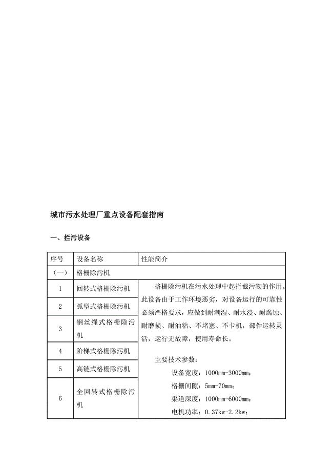 污水处理成套设备与元件成型标准