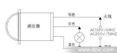 塑料球与筒灯与位移传感器的接线图解