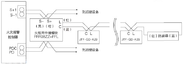 防火门与照明筒灯感应器的接线图