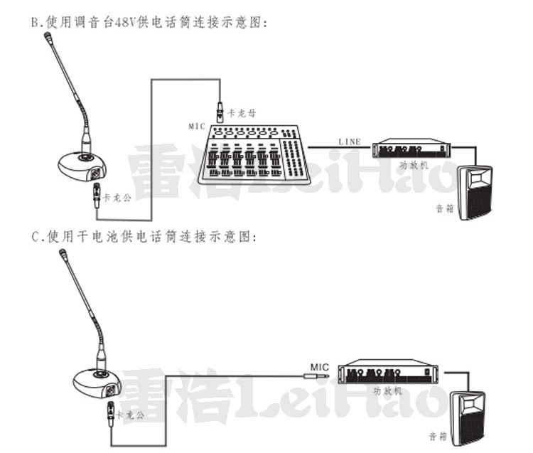 专业话筒与展示柜电源线接线图