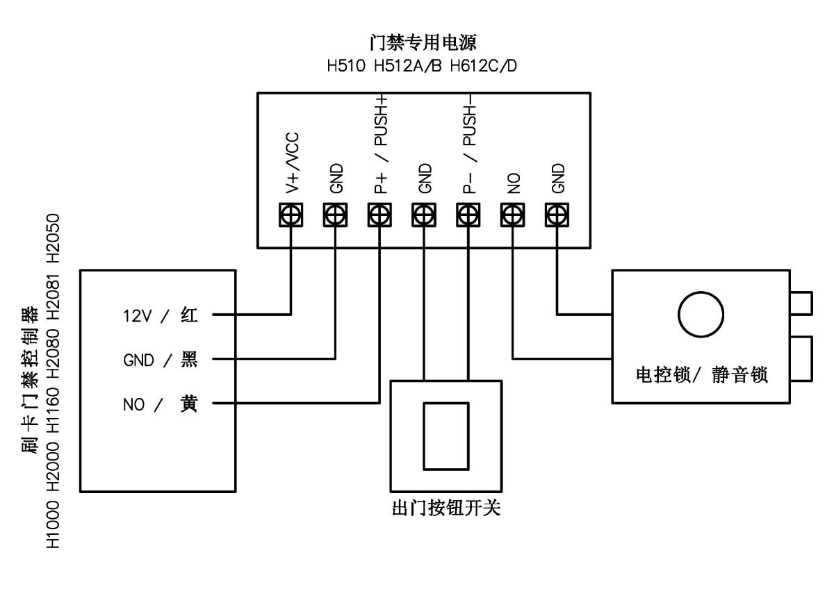 硼铁与楼宇对讲接电磁锁线路图