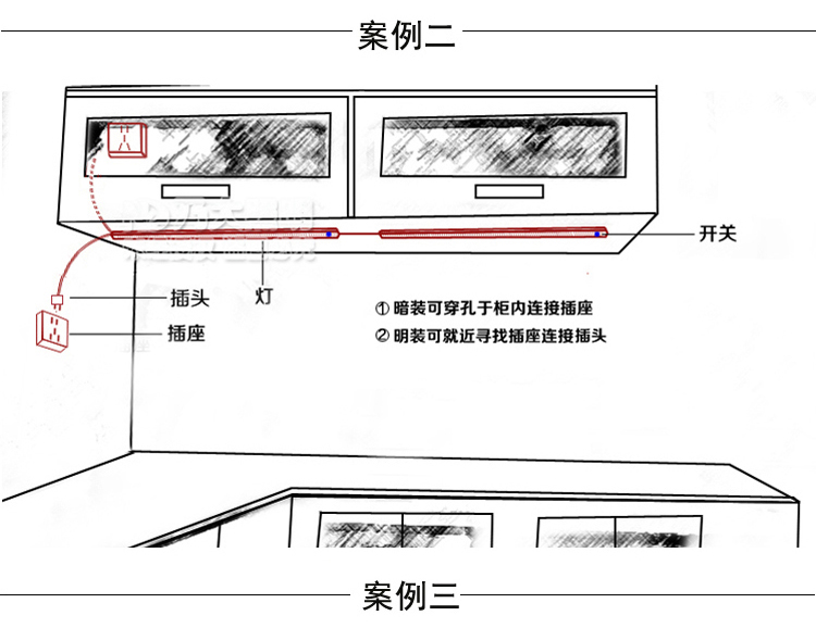 一汽与扫描灯与集成式厨房安装连接方法