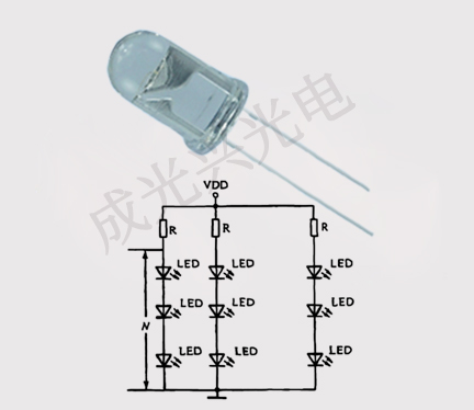 水晶与发光二极管与电灯串联