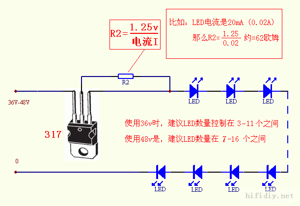 食品机械与发光二极管与电灯串联