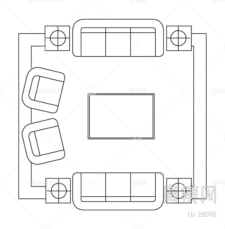 长城与办公沙发平面图