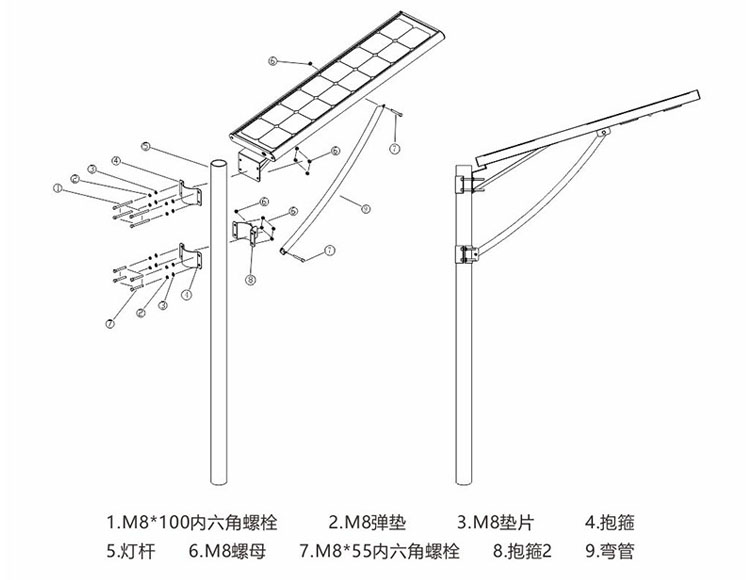 三脚架与太阳能路灯接法