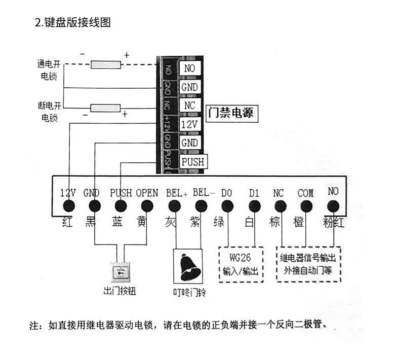 有色金属合金与电动门接门禁机接线图