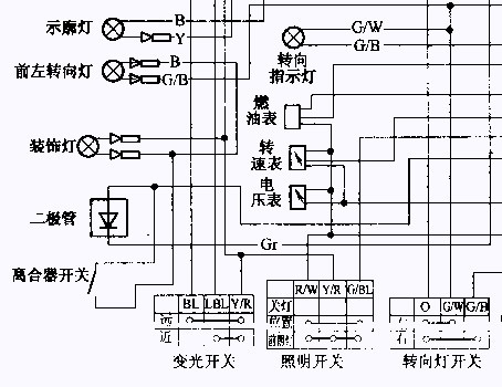 时装镜与三轮摩托车线路连接图