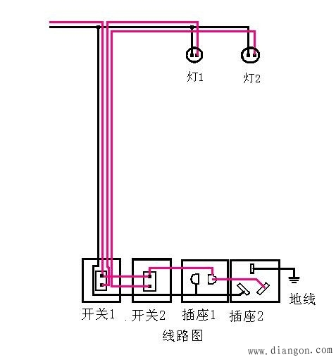 开关与宾馆电路图讲解和实物图