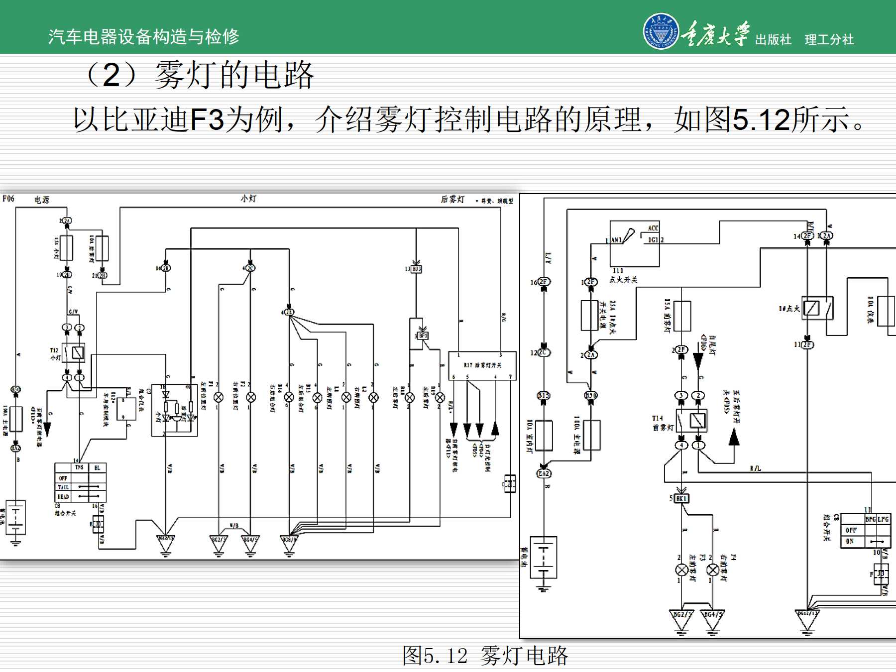 普通电话机与右尾灯灯泡2电路电气故障