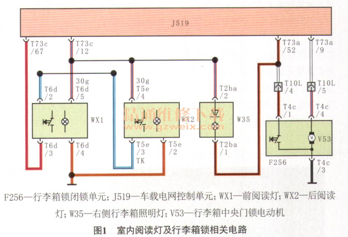 箱包锁与右尾灯灯泡2电路电气故障