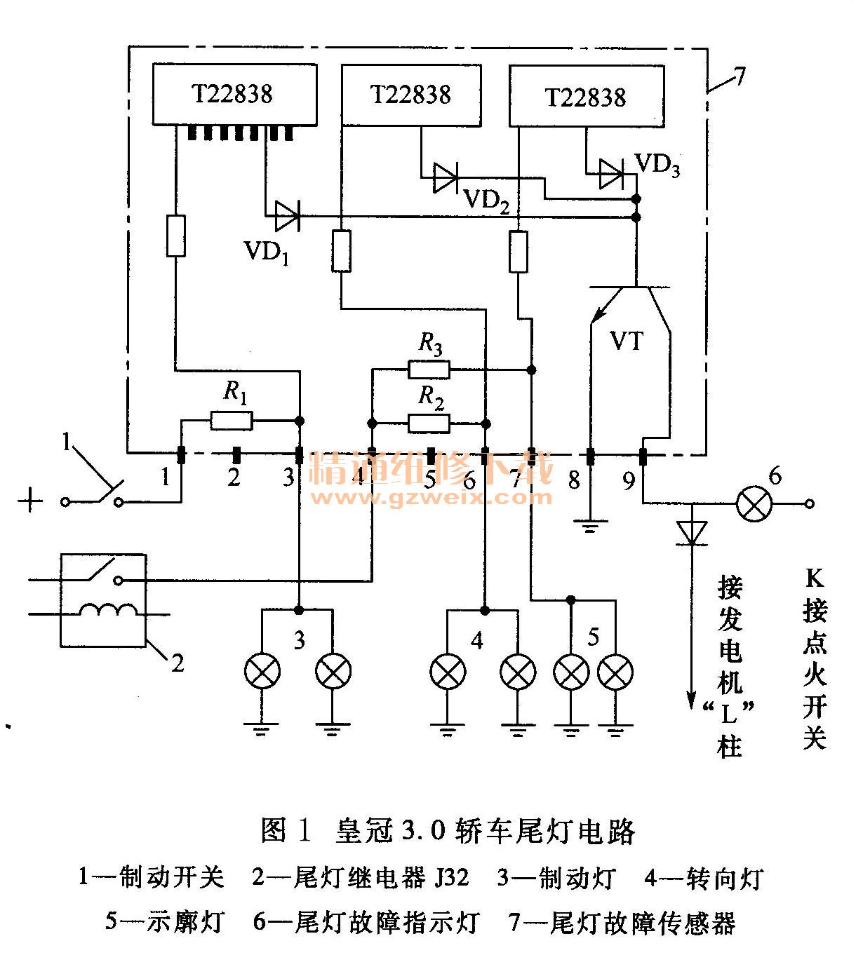 手推车与右尾灯灯泡2电路电气故障