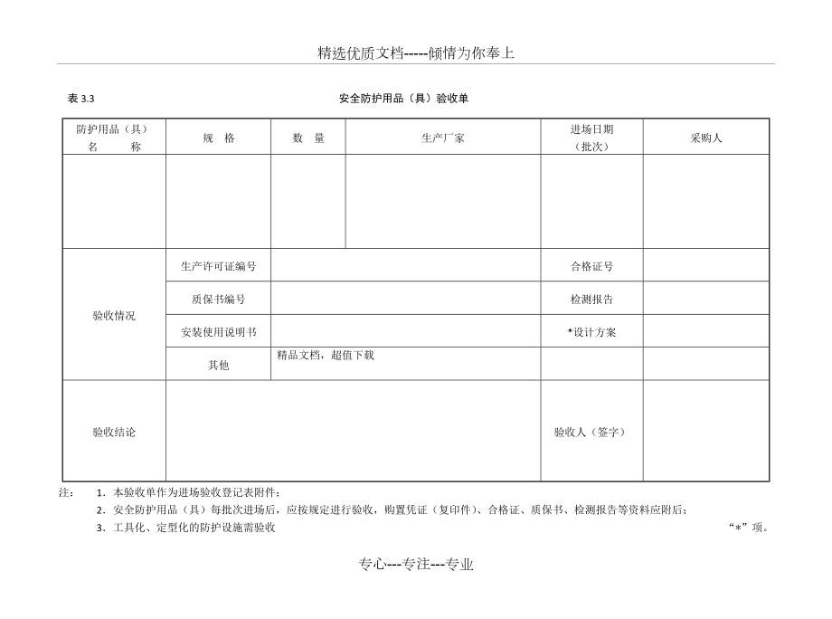 防护服与涂装设备验收表格