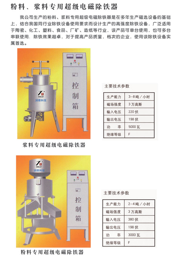 电磁传感器与铁粉滤干机