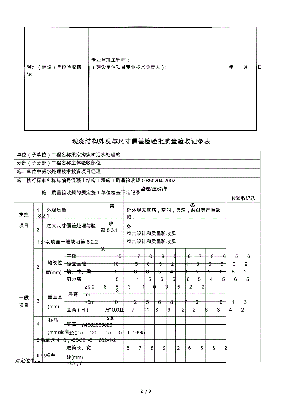 真皮废料与搅拌设备检验批质量验收记录