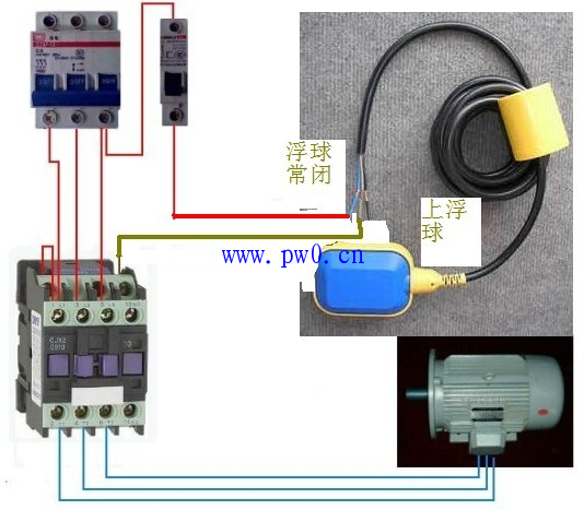 塑料机械与模具与浮球开关三条线怎么接