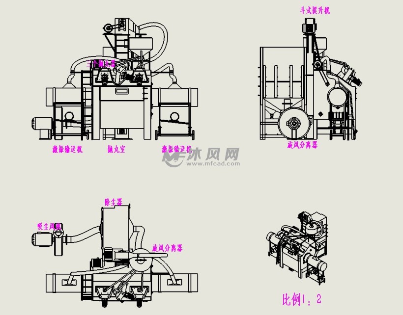 信号灯与抛丸机总成装配简图