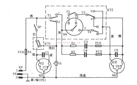 液压接头与洗衣机三线定时器接线图解