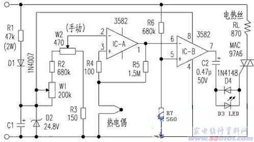 花/花瓶与烙铁测温仪原理图