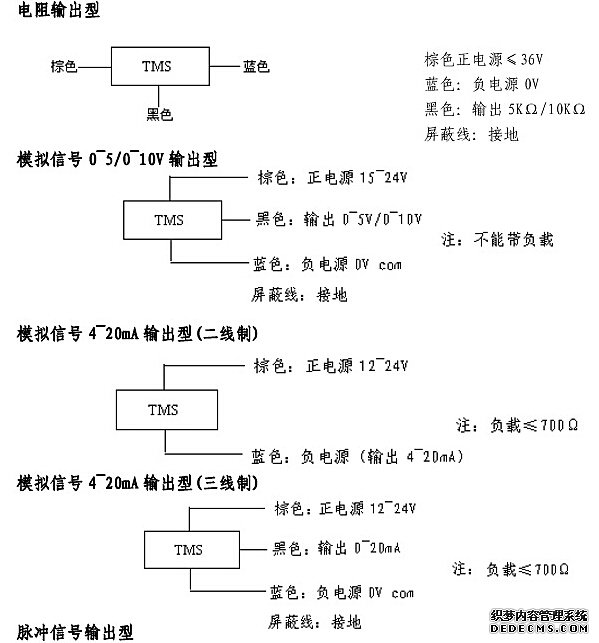 科普类与位移传感器接线颜色