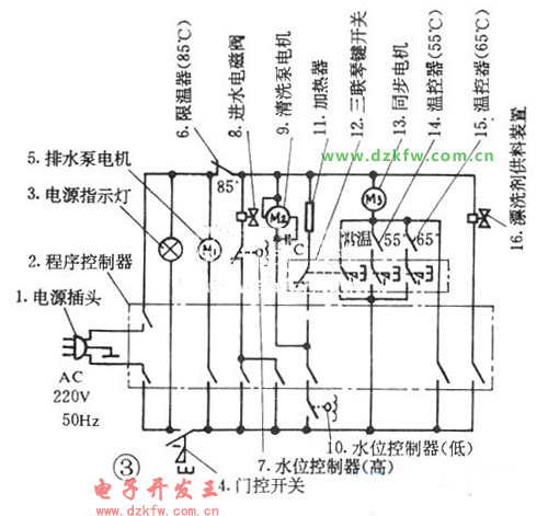 商用洗碗机与电感灯接线图