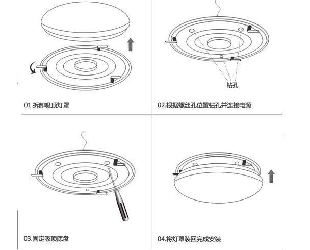 气缸与吸顶园灯怎么安装