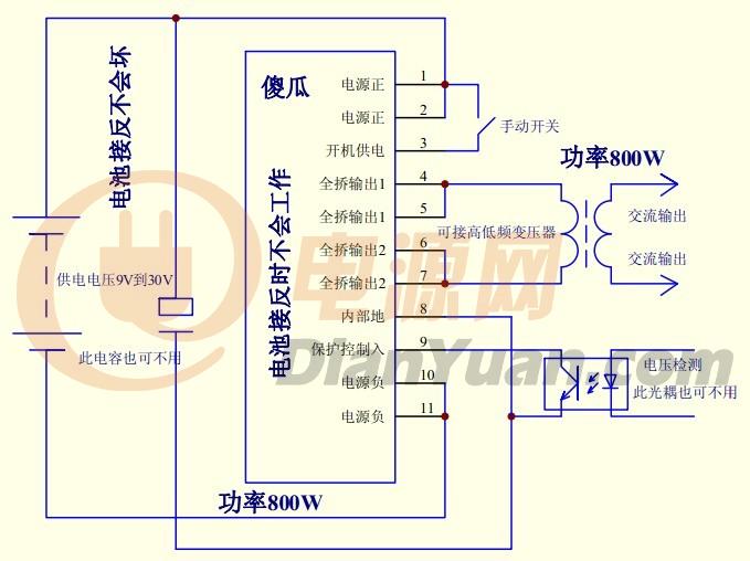 对夹与用逆变器给电视机供电