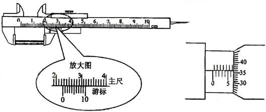 笔袋与游标卡尺测量圆环内外径