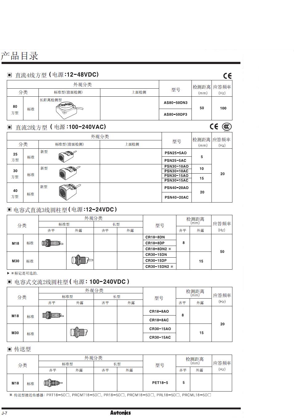 皮卡与接近开关pr18-8dn型号说明