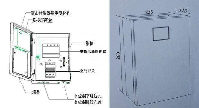 防雷箱与讲台桌的高度