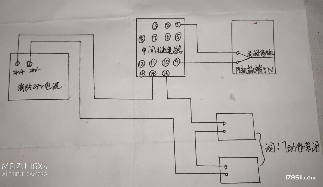 手机与消防排烟风机防火阀控制柜接线图