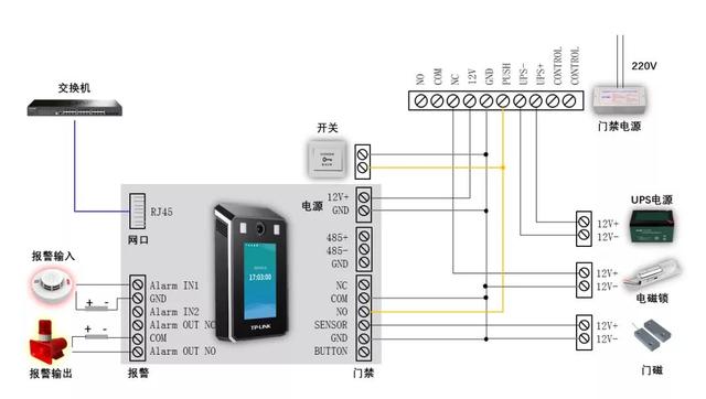 粉末涂料与打卡门禁一体机接线图