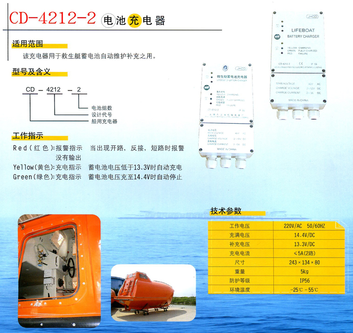 卷帘与船用救生艇蓄电池充电