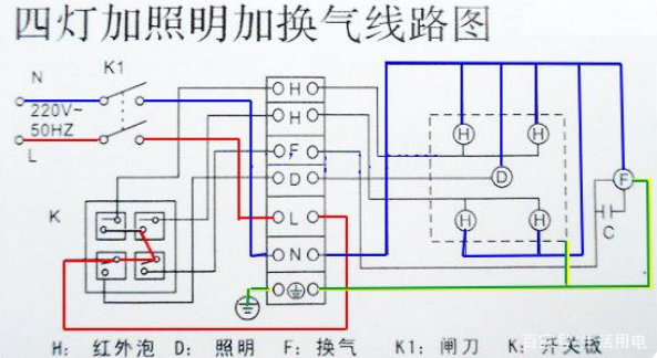 液化石油气与灯暖浴霸热保护接线方式