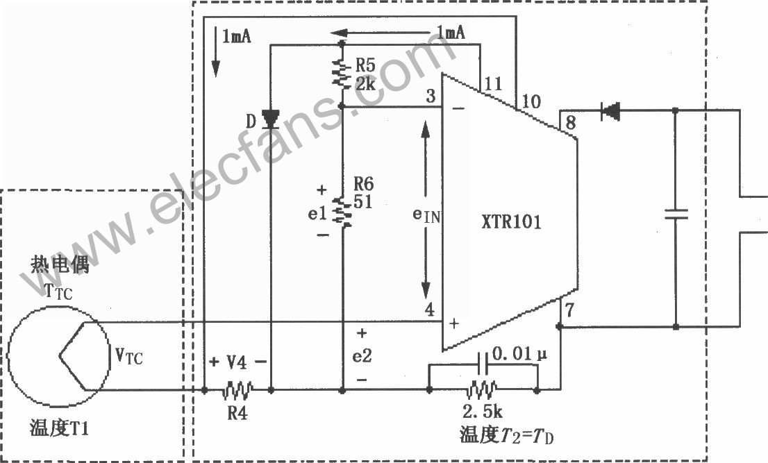 音柱与热电偶温度变送器输入桥路的作用有