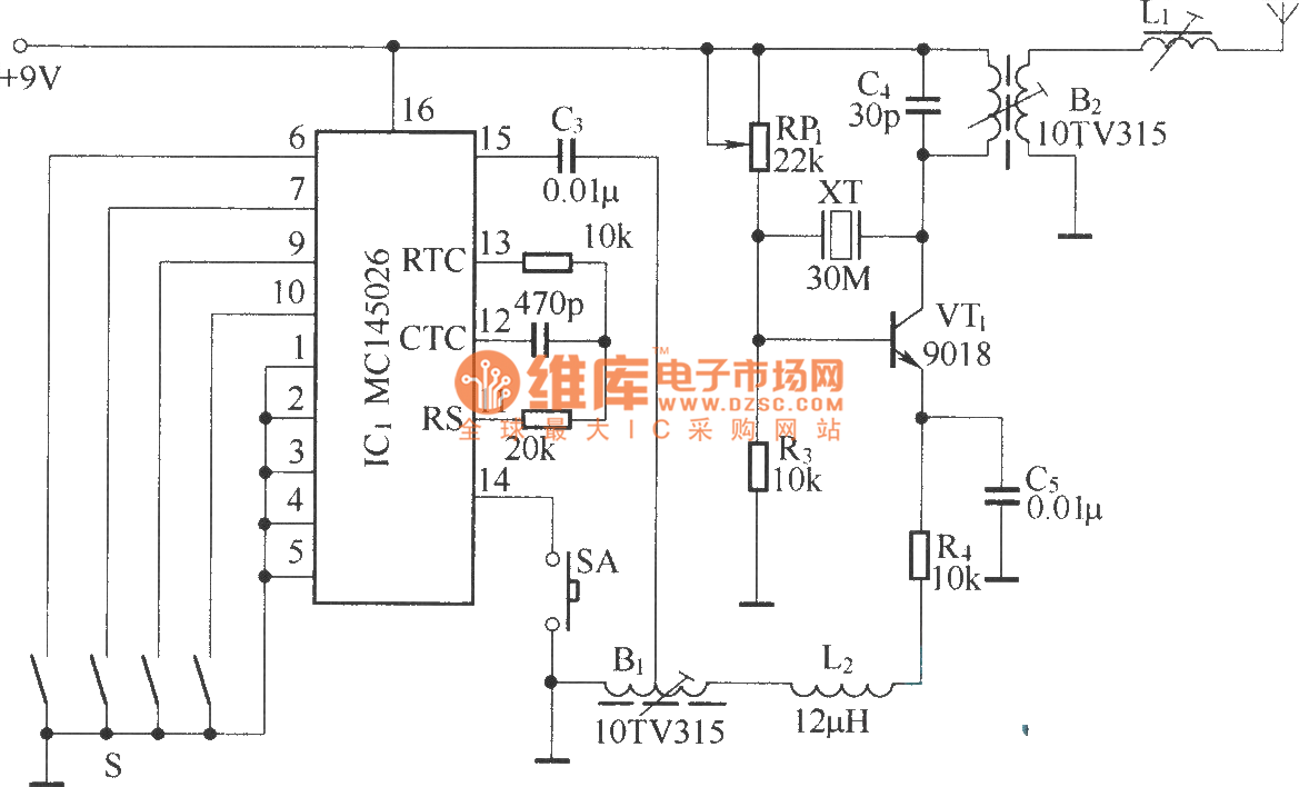 开关元件与台球控制器线路图