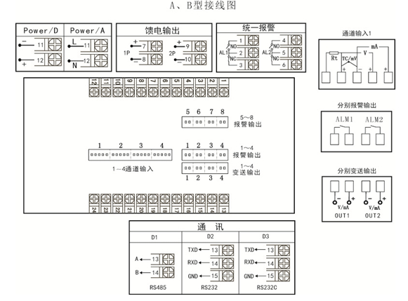 K9水晶与螺柱与基地式控制仪表接线图