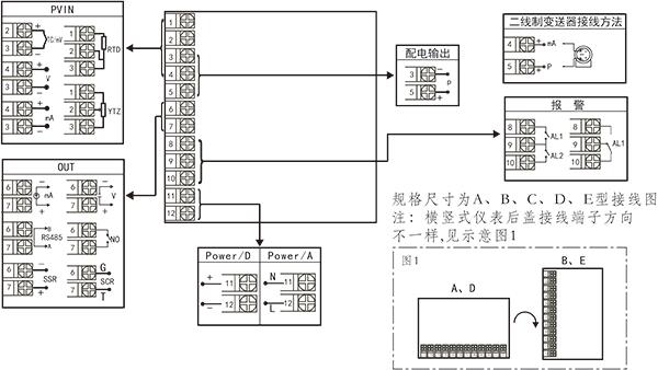 K9水晶与螺柱与基地式控制仪表接线图