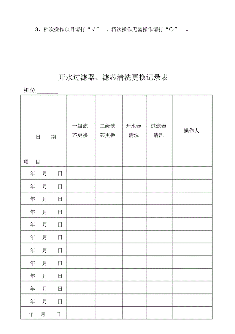 滤芯与淋水实验记录表