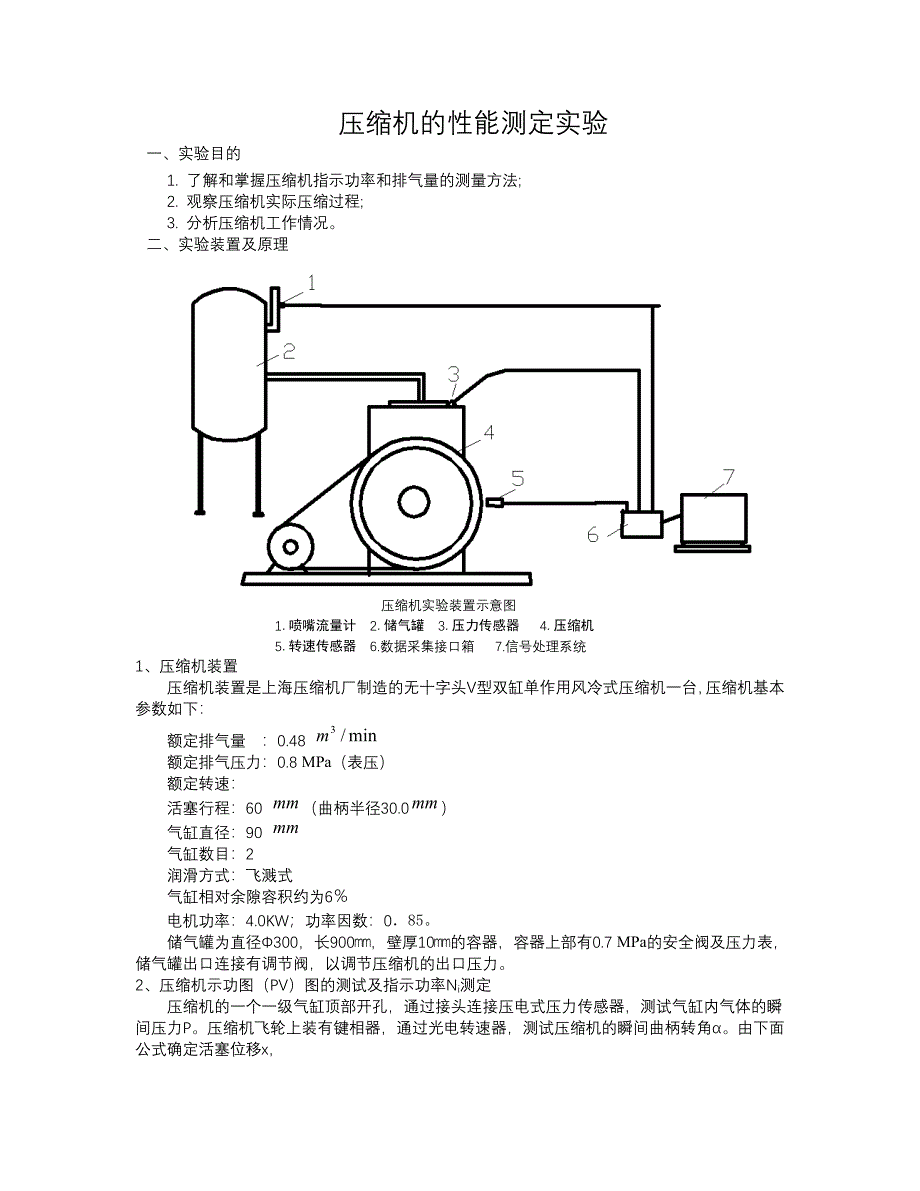 汽车仪表与空气压缩机性能测定实验