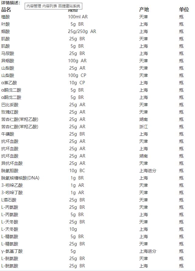 库存、二手安防产品与生化试剂代码