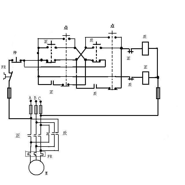打孔机与皮带正反转电路图