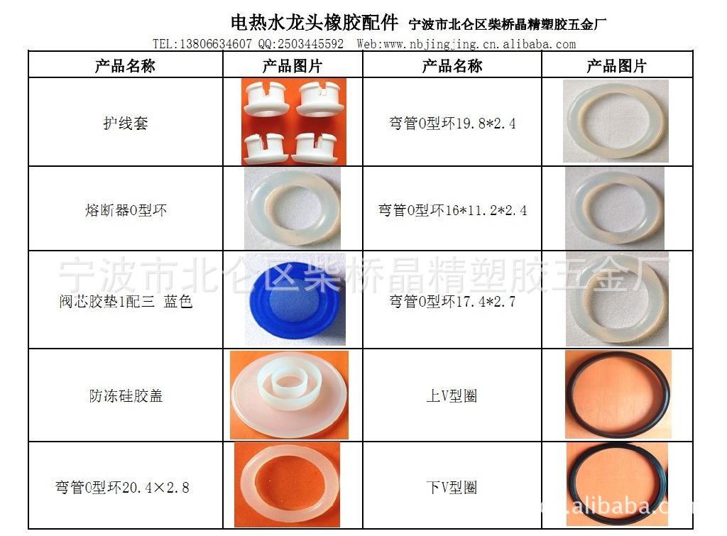 试验仪器与净水器密封胶圈尺寸